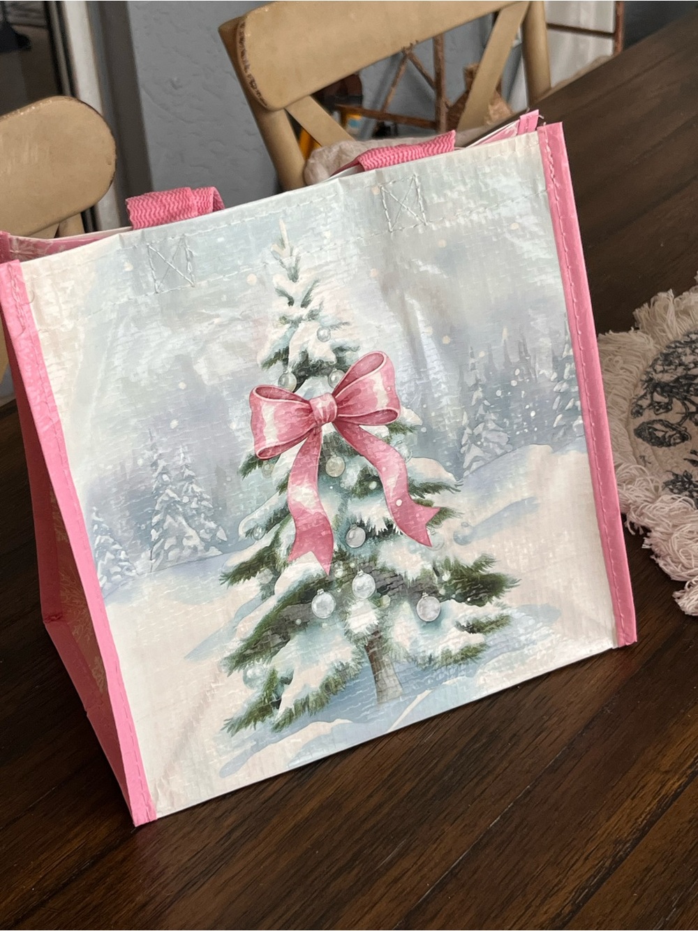 🌲🎀Holiday Tree Reusable Gift Bag - Pink Bow Cracker Barrel 2026 Mini Tote🎀✨🌲